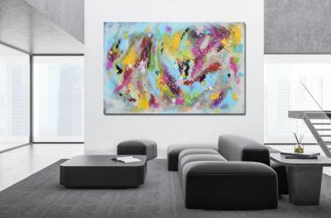 XXL painting with structure original work colored - 1434